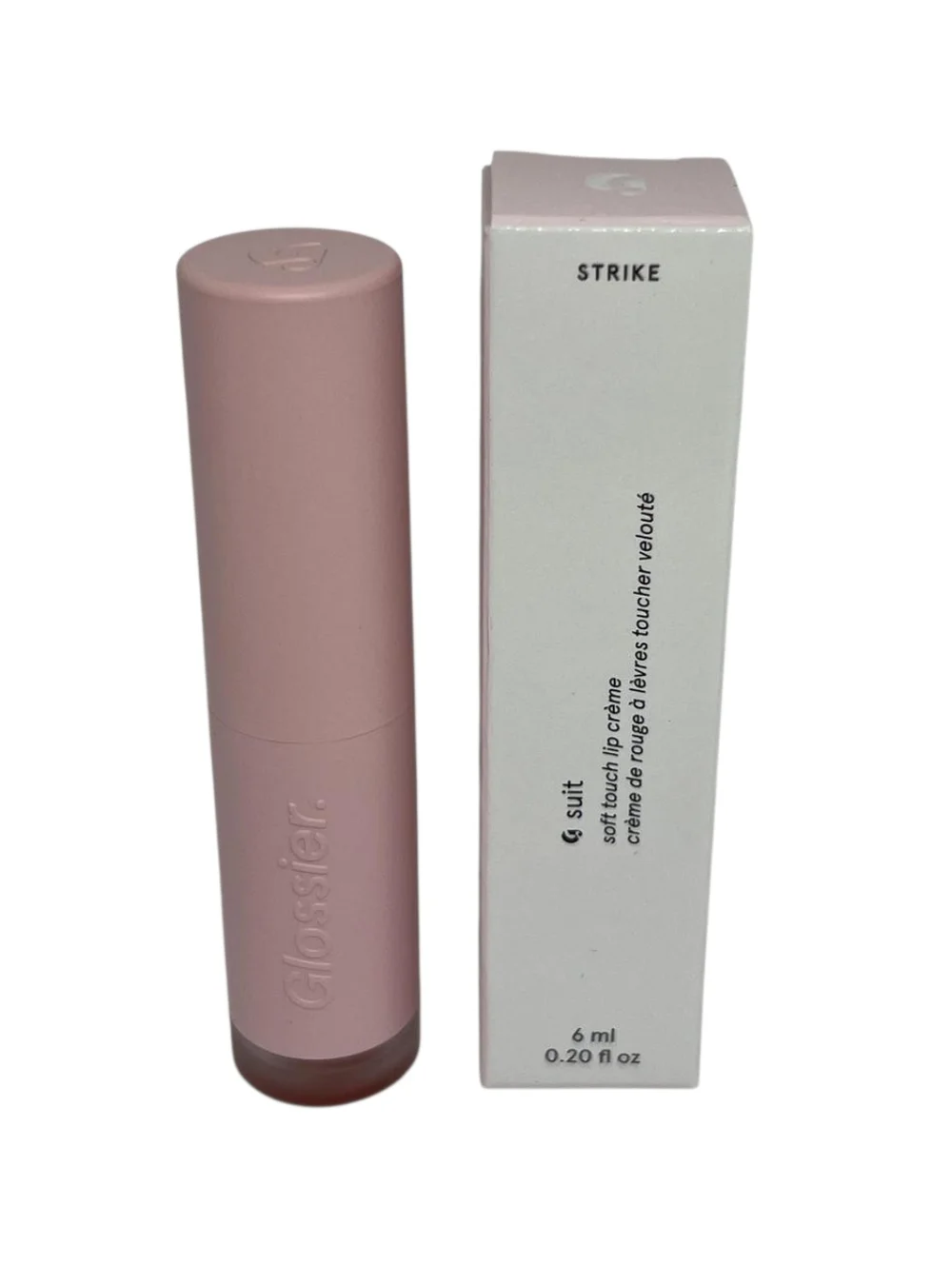 NWT Glossier Soft Touch Lip Creme Sheer Matte Suit Lipstick Strike 6mL